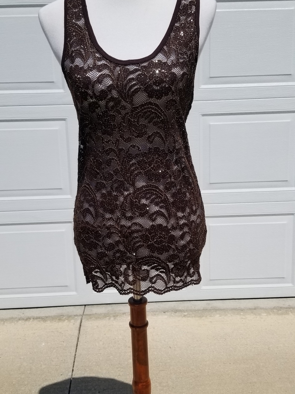 BKE- Brown Lace Beaded Tank